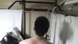 Challenge 7 pull-ups　asian teen gayboy training 05 筋トレ