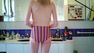 Super Skinny Blonde in Bathroom 2-Dressing Hidden Cam