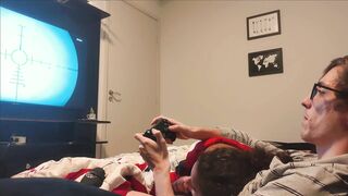 Sucking Step Brother's Cock while he Plays GTA