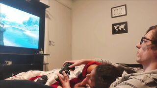 Sucking Step Brother's Cock while he Plays GTA