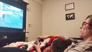 Sucking Step Brother's Cock while he Plays GTA