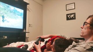 Sucking Step Brother's Cock while he Plays GTA