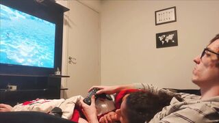 Sucking Step Brother's Cock while he Plays GTA