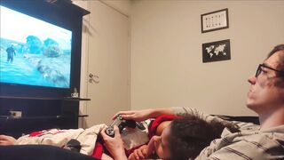 Sucking Step Brother's Cock while he Plays GTA