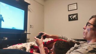 Sucking Step Brother's Cock while he Plays GTA