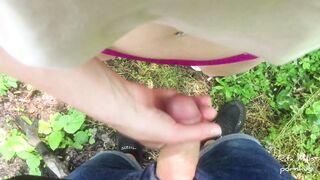 Stranger Cumshot in my Wet Panties in the Bushes and gone