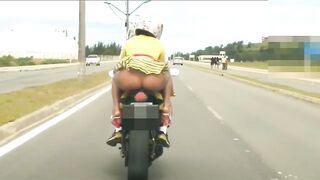 MINI SKIRT NO PANTIES AT MOTORBIKE