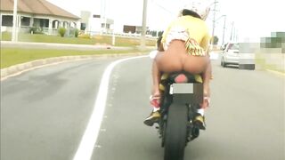 MINI SKIRT NO PANTIES AT MOTORBIKE