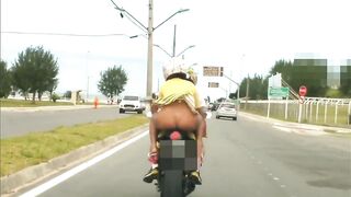 MINI SKIRT NO PANTIES AT MOTORBIKE