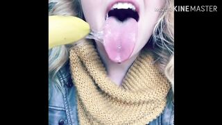 Amazing Sloppy Banana Spit Gagging