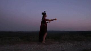 Candels Dance against the background of the night sky