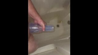 Fucking my fleshlight in the shower after my workout at the gym!!