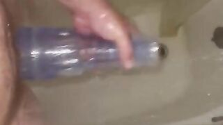 Fucking my fleshlight in the shower after my workout at the gym!!