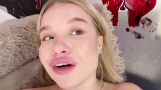 Mommy wets a dildo with her mouth and masturbates her pussy