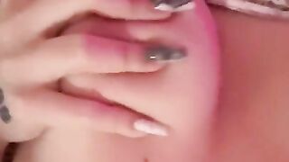 Hot tattooed girl sucking a dildo and fucks herself