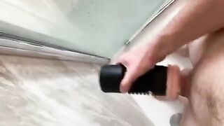 Masterbaiting in SteamyShower with Thrust Pro Ass Cup