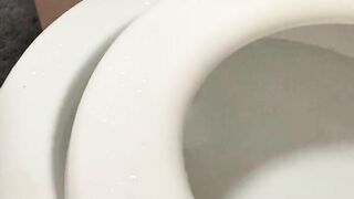 Slut pisses and licks toilet seat humiliation