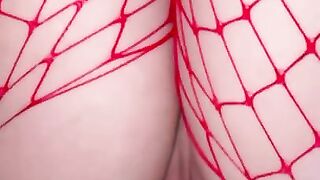 HUGE CUMSHOT Load Onto Full Body Fishnets