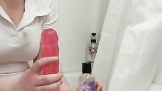 College Slut Uses Dildo In Shower