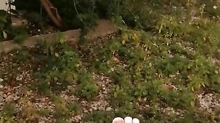 Feet solo in the garden while masturbating