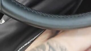 Step mom hand slip and stuck under step son pants touching dick and making him cum on steering wheel