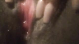 Ebony rubs her pussy until it pulsates and squirts EVERYWHERE