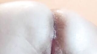 torments my ass with his dick and cums in it close-up