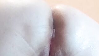 toy, cock and cum in my ass close-up