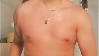 Tan Sexy Latino Stroking his Cock All The Way