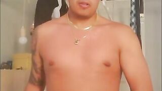 Tan Sexy Latino Stroking his Cock All The Way