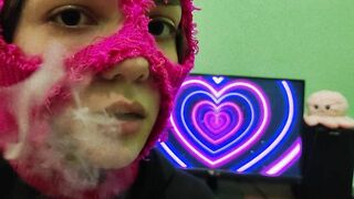 CUTE GIRL IN BALACLAVA SMOKING VAPE TO MUSIC! SMOKING FETISH!