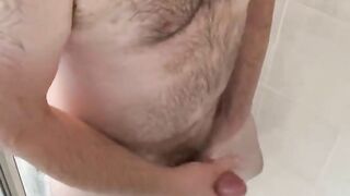 Hairy Dad Bod Shower Solo Jerk Off With Cum