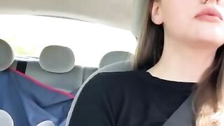 She shows her tits right behind the wheel of a car