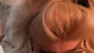 POV Super Hot Big Tit Blonde sucking my Hard Cock