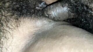 Very Romantic, Fast fuck and big cumshot on hairy pussy of my sexy girlfriend.