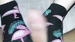 Girl foot job while masturbate