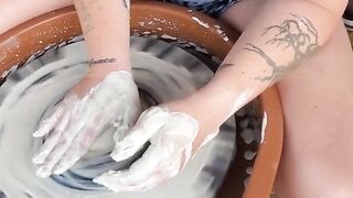 Throwing Pottery Braless