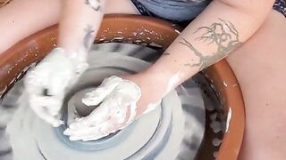 Throwing Pottery Braless