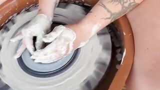 Throwing Pottery Braless