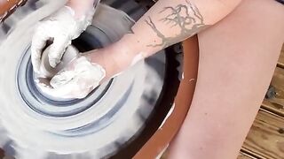 Throwing Pottery Braless