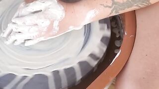 Throwing Pottery Braless