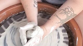 Throwing Pottery Braless