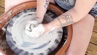 Throwing Pottery Braless