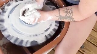 Throwing Pottery Braless