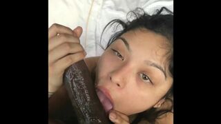 Hot Latina giving a sloppy blowjob