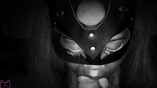 BlasianPussyCat - Asian Ebony Sucks White Dick - POV Blowjob Oral Creampie B&W