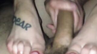 New Years foot job handjob till my dick is a cum fountain