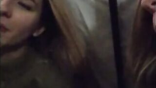 Fast blowjob on storage Cum on dirty mirror and she's lick it off