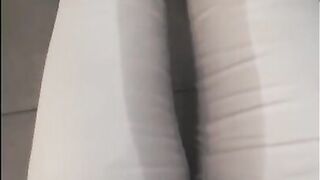 Desperate pee in white Jeans and rubbing my wet clit Full video on ModelHub