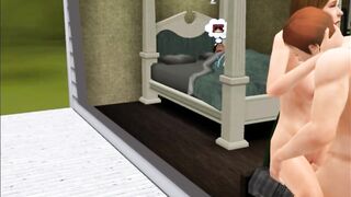 Fucked mistress while wife sees a dream in bed | video game sex